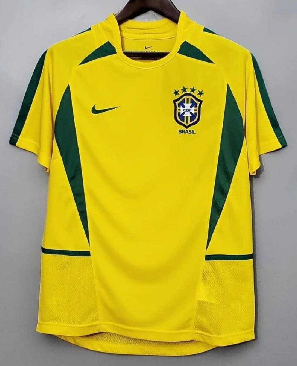 Camisa Brasil Retrô Copa 2002 - Verde e Amarela lisa