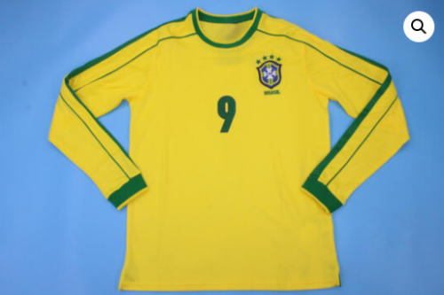Camisa Retro Seleção Brasileira 1998 Ronaldo 9 - manga longa