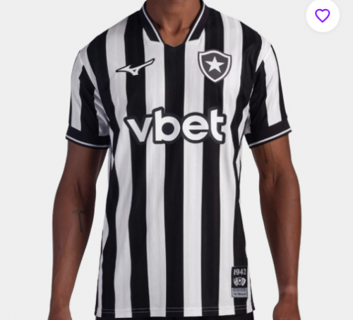 Camisa Botafogo I 26/27 Jogador Mizuno Masculina - Branco+Preto