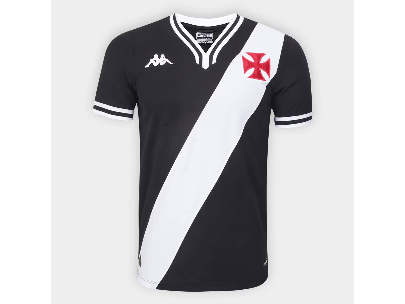 Camisa Vasco da Gama Home (Titular) Kappa - Preta com Faixa Diagonal Branca