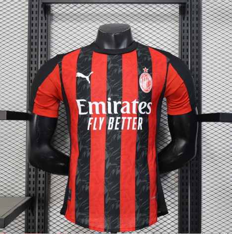 Camisa Milan Home I 24/25 Jogador - Vermelho e Preto
