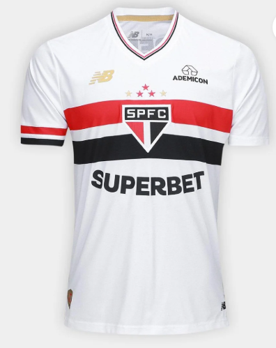 Camisa São Paulo I 25/26 Torcedor New Balance Masculina - Branco+Vermelho