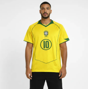 Camisa Retro 2004 Ronaldinho - Verde e Amarelo