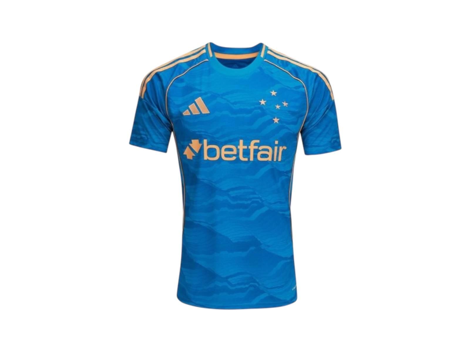 Camisa Cruzeiro Home (Titular) Adidas - Azul com Detalhes Amarelos/Dourados