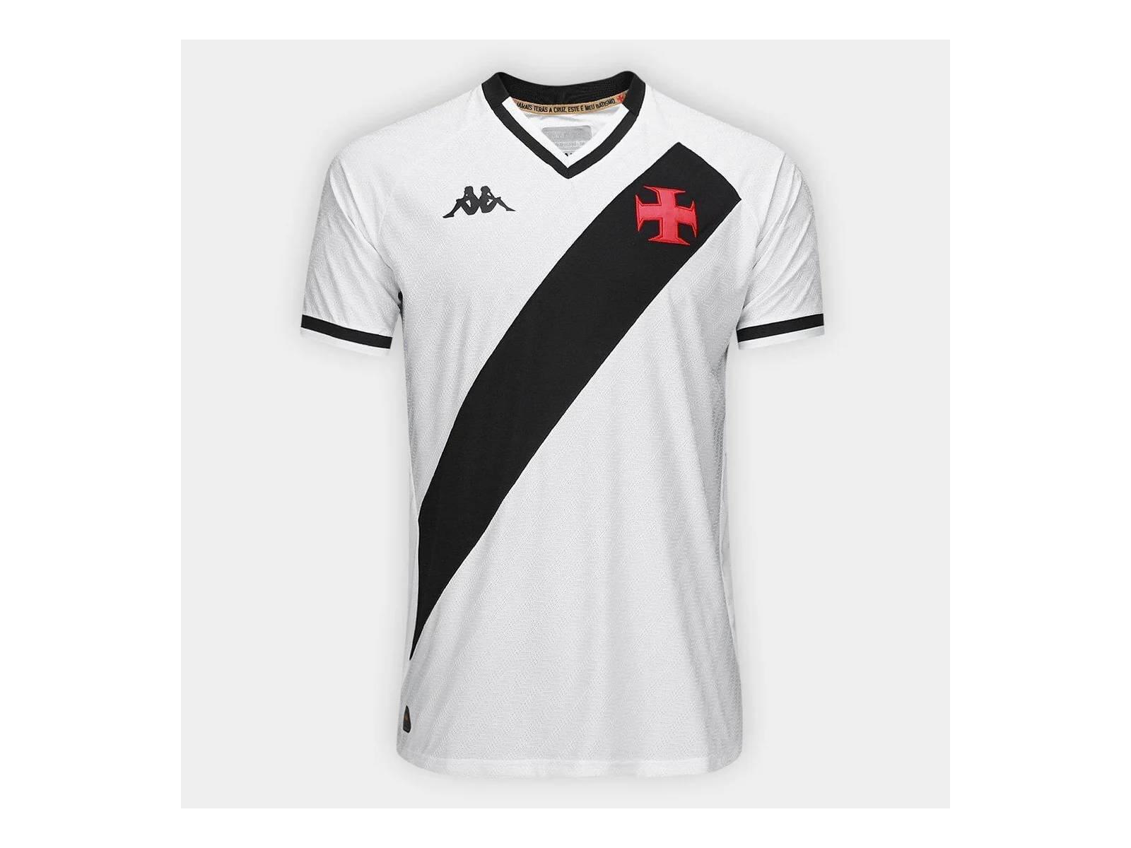 Camisa Vasco da Gama Away Kappa - Branca com Faixa Diagonal Preta