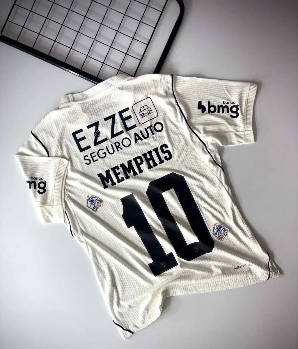 Camisa Corinthians I 26/27 Memphis N° 10 Jogador Nike Masculina - Branco+Preto