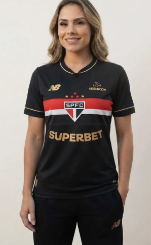 Camisa São Paulo Feminina 25/26 Preta Third Jogador Pro