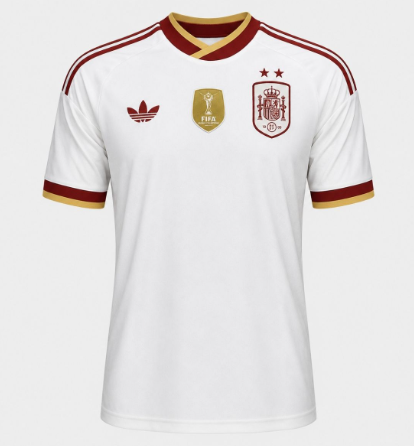 Camisa Espanha Branca 2 Estrelas com escudo Campeã 2026/27 Away II Jogador