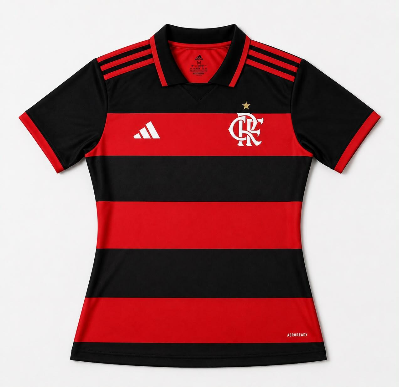 Camisa Flamengo feminina Torcedor - preta e vermelha